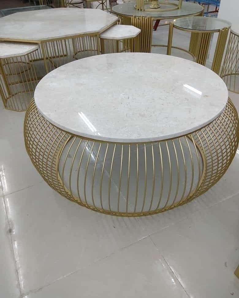 تربيزة استانلس تصميم جميل شكل دائري مقاس 80 × 80 من مصنع بهجت للاثاث