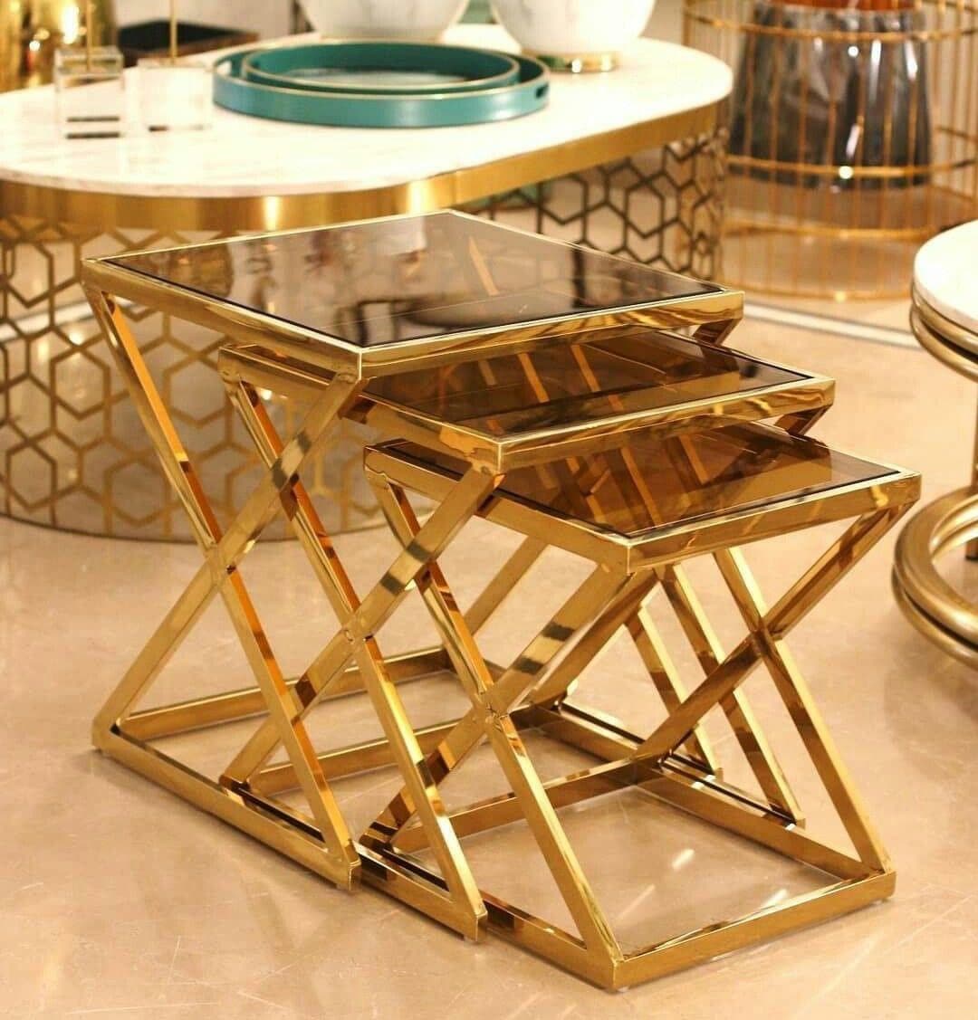 3 ترابيزة استانلس شكل مرابع تصميم عصري من مصنع بهجت للاثاث